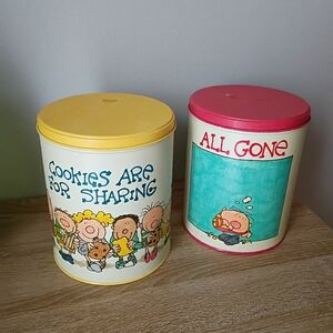 Vtg Potpourri Press Dabagian Cartoon Round Cookie Tins Set Of 2